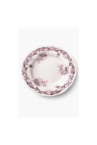 24 Parça 6 Kişilik Mürdüm Floral Desen Porselen Yemek Takımı