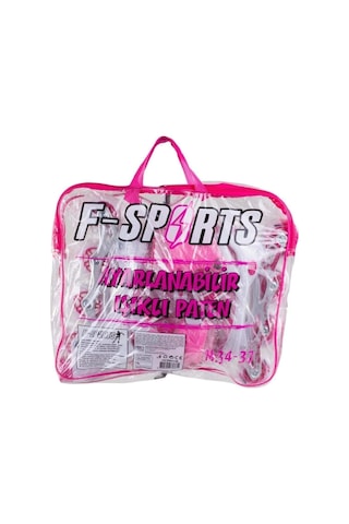 F-sports Pembe Ayarlabilir 2+2 Işıklı Metal Alıştırma Pateni Çanta Pembe