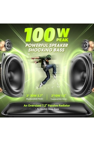 Subwoofer İle Taşınabilir Loud Bluetooth Hoparlörler 100w Tepe 60w Açık Hoparlör Bluetooth Kablosuz Su Geçirmez H