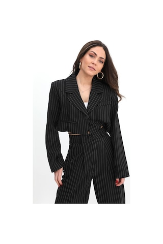 Ceket Kısa Vatkalı Fleto Cepli Çizgili - Siyah-siyah Siyah