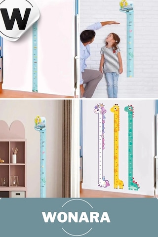 Özel Üretim Çocuk İçin Deniz Kız Figürlü Çift Taraflı Yapışkanlı Silinebilir Duvar Boy Ölçer Sticker