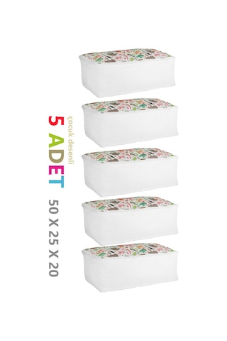 Vedsey 5'li Set Sevimli Hayvan Desenli 50x25x20 CM Hurç Çok Renkli