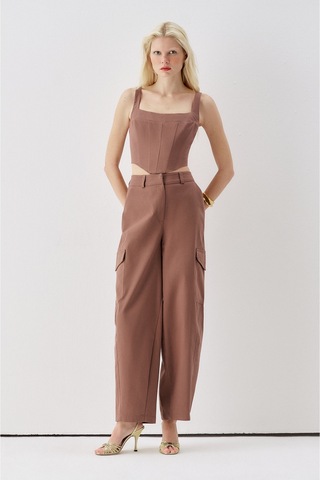 Sagaza Studio Ss6152 Kargo Cepli Pantolon Kahve
