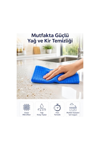 Ultra Emici Mikrofiber Bez Cam Ayna Mutfak Banyo Araç Temizlik Bezi 40x40 Cm