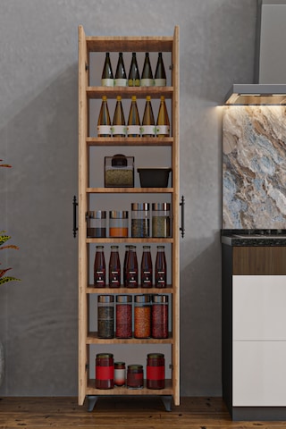 Ae-3085 Selen Çok Amaçlı Çam Dolap 7 Raflı, 2 Kapaklı Mutfak