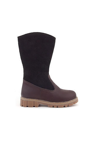 Rakerplus Hakiki Deri Kahverengi Fermuarlı Uzun Kız Çocuk Çizme Kahverengi