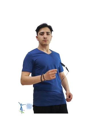 Sermoda Erkek Slim Fit V Yaka Tişört - Dar Kesim Basic Günlük T-shirt İndigo