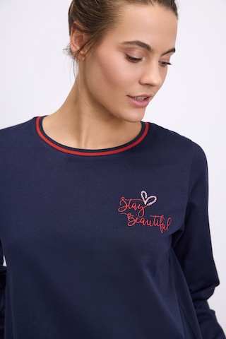 Man11583-1020 Anil Ev Giyim Anıl Kadın Uzun Kol Sweatshirt Ve Kalpli Pantolon Pijama Takımı Şık Ve Rahat Ev Giyimi 11583 Lacivert