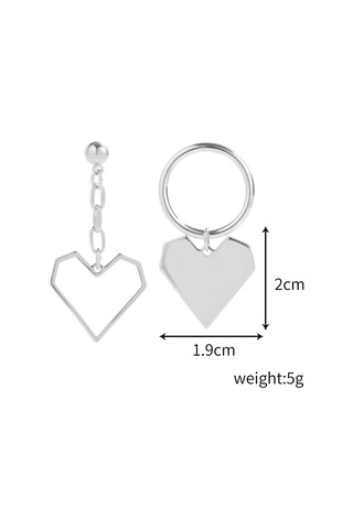 E2112-10 Beyaz K Asimetrik Aşk Aşk Gümüş İğne Küpe Basit Küpe