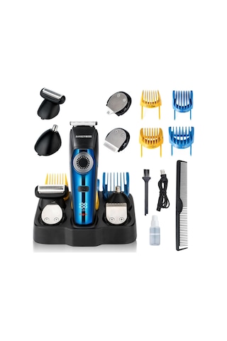 Barberboss Çok Fonksiyonlu Erkek Tıraş Ve Bakım Seti - Led Ekranlı Şarjlı Saç Sakal Burun Tüy Kesme Makinesi Stantlı
