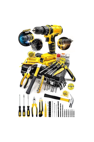 Yeni Nesil Tork Darbeli Lion Akülü Vidalama Matkap 100 Pcs Ultimate Pro Set