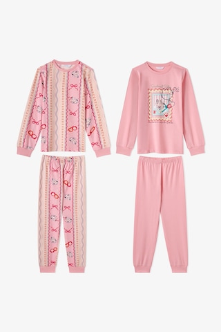 Penti Kız Çocuk Pembe Snailmail Cuties Pamuklu Uzun Kollu 2li Pijama Takımı