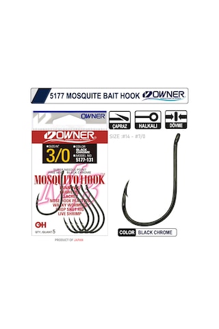 Owner 5177 Mosquito Hook Black Chrome İğne No:1