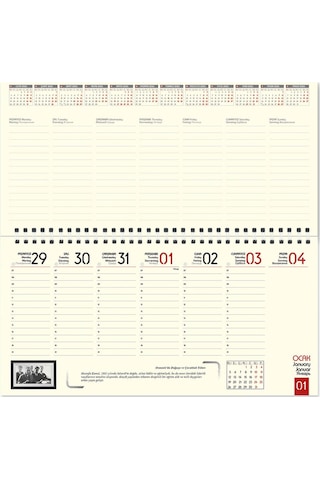 2026 Atatürk Haftalık Masa Takvimi Masa Sümeni Büyük Boy 33x16 Cm