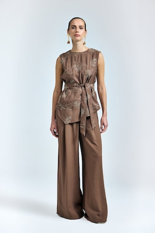 Sateen Dina Pantolon - Kahve-137348