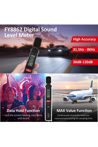Springsun Fy8862 Kalem Tipi Gürültü Sayacı Ekran Gürültü Test Cihazı Pilsiz Siyah