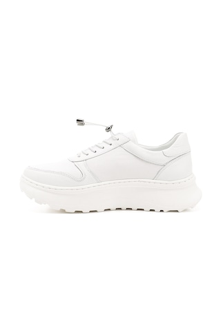 Gönderi(R) Gönderi R Beyaz Lastik Bağcıklı Comfort Dolgu Taban Hakiki Deri Sneaker Beyaz