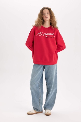 DeFacto Oversize Geniş Kalıp Atatürk İmzalı Bisiklet Yaka Kalın Sweatshirt E5446AX24WNRD286