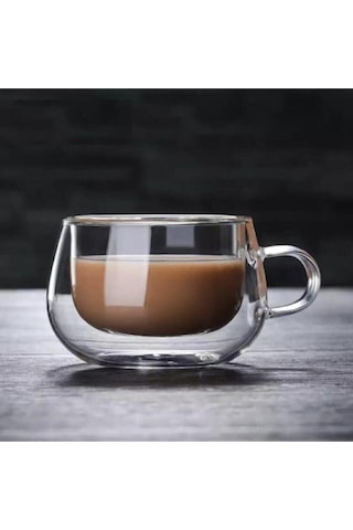120ml Çift Çidarlı Cam Espresso Ve Kahve Fincanı Beyaz