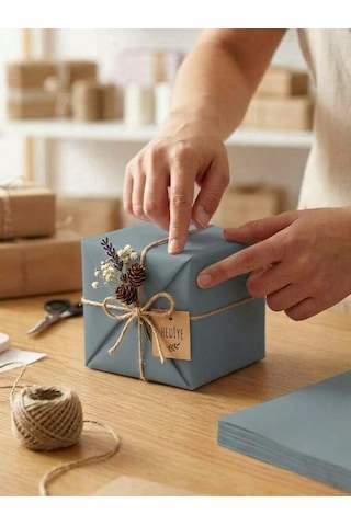 Hediye, Paketleme Ve Ambalaj Kağıdı 1 Adet 35x50 Cm Ebatında Yeşil Gri