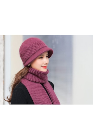 Arion Hs-01x Şık Şapka/bere Ve Atkı Takımı Bordo