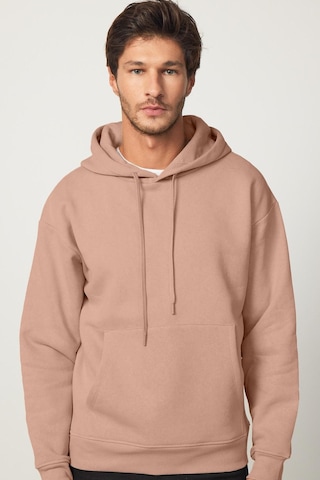 Tudors Unisex Oversize Geniş Kesim Pamuklu Yumuşak Dokulu İçi Polarlı Basic Vizon Renk Kapüşonlu Sweatshirt-31466-vizon Vizon