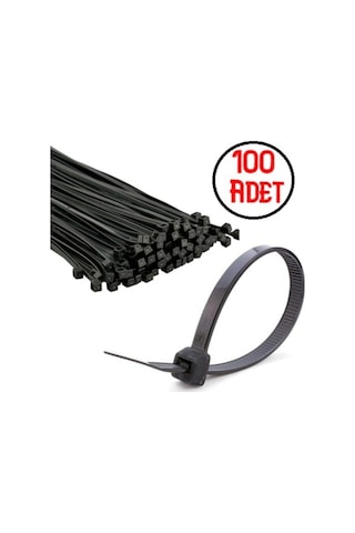 100 Adet 3.6x250mm Plastik Siyah Cırt Kelepçe 25cm