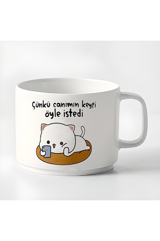 Duble Türk Kahvesi Fincanı & Espresso Çünkü Canımın Keyfi Öyle Istedi Motto 180 Ml Beyaz