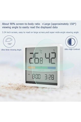 Novahub Yeni Xiaomi Miiiw Sessiz Bebek Odası Sıcaklık Nem Saati - 3.34 Lcd Ekran