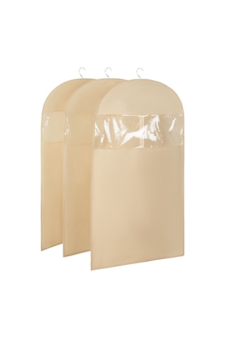 Ocean Home Textile 3'lü Bej Balıksırtı Elbise Kılıfı Set
