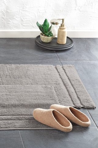 Yataş Bedding Felicia Banyo Paspası Seti - Gri (50x60 cm + 60x100 cm) Gri