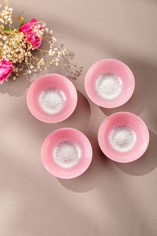 Emsan Pastel 4 Parça Cam Kase 10 Cm Pembe Pembe