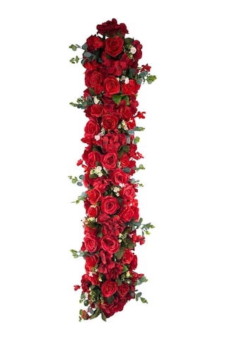 Yapay Çiçek Kırmızı Gül Tak Organizasyon Nişan Düğün Dekor Çiçeği Süsleme Tag 25x130cm