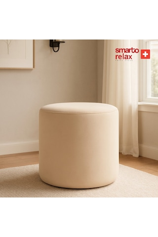 Smarto Relax Puf Babyface Kumaş Silindir Puf 40 45 Cm Bej