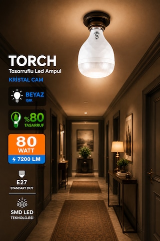 80w Kristal Tasarruflu E27 Beyaz Işık Torch Led Ampul-1-2-4-6-8-10 Adettir 1 Adet