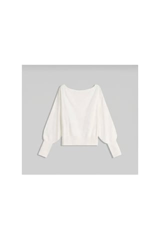 Flex Fashıon Kadın Asimetrik Kayık Yaka Trend Rib Kesim Popüler Kırık Beyaz Triko Kazak Krem - 762206606 Krem - 762206606 Krem