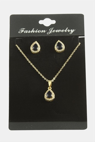 Damla Zirkon Taşlı Set Kolye Çok Renkli 77185950