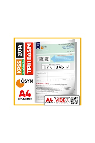 2014 Kpss Ortaöğretim/lise Ösym Tıpkı Basım Çıkmış Soru Kitapçığı (VİDEO ÇÖZÜMLÜ TÜRKİYE GENELİ)