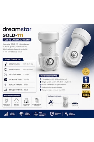 Dreamstar Gold-444 Dörtlü Universal 4k Uydu Lnb