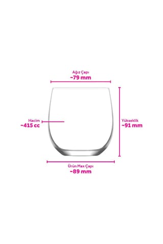 Lav Gaia Cam Viski Bardağı 3'lü 415 ml (Meşrubat/Kokteyl Bardağı )