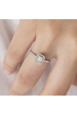 Brezza Lusso Jewelry Gümüş Baget Zirkon Taşlı Tektaş Bayan Yüzük - 462269813