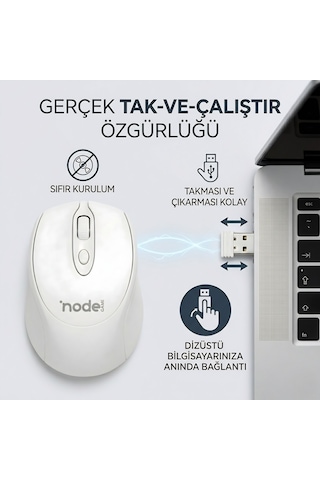 Beyaz Kablosuz Ofis Mouse 2.4g Optik Lens Güç Tasarruf Modlu Tak Çalıştır 10 Metre Menzil Diğer