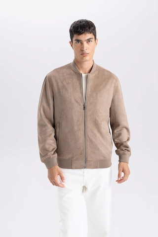 DeFacto Slim Fit Süet Bomber Mont Ceket Dar Kesim Kolej Yaka Fermuarlı Çift Cepli Mevsimlik Baharlık Hafif A3866AX25SPBN297