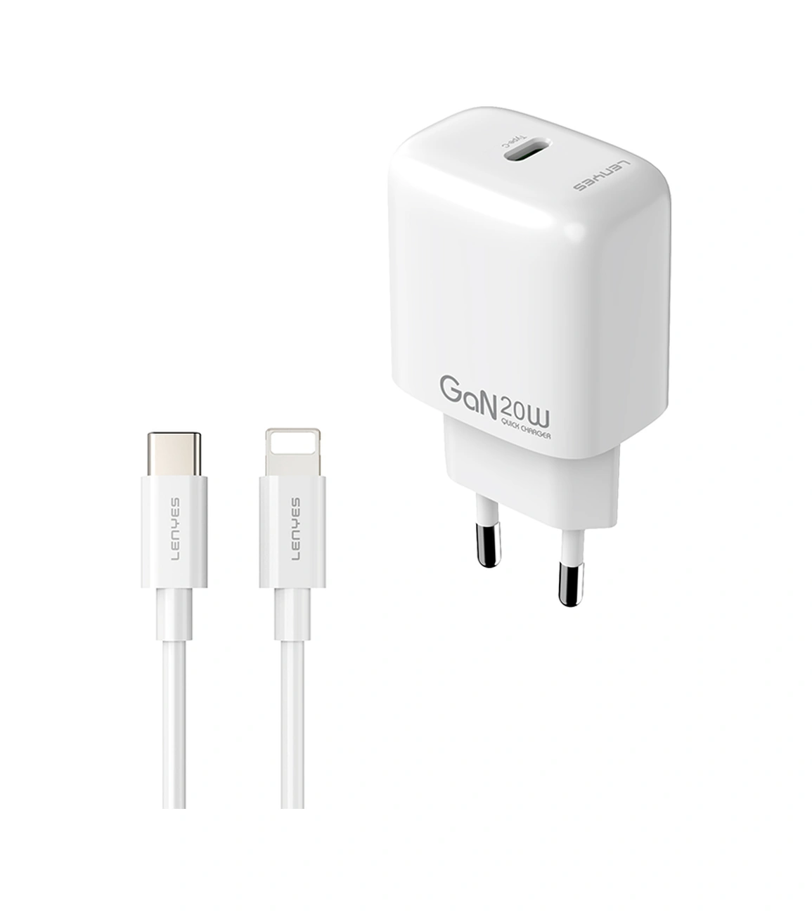 Lenyes Lch90-tc-l Type-c To Lightning Gan Teknolojili Pd Hızlı Şarj Özellikli Şarj Seti 20w Beyaz