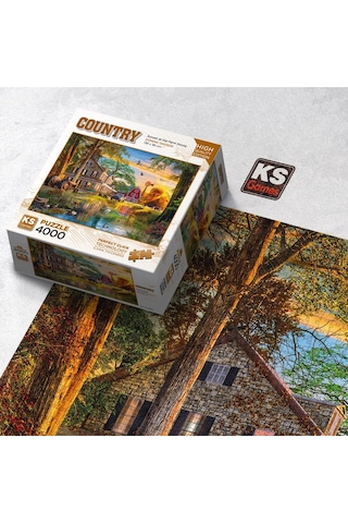 Ks Games 4000 Parça Çiftlik Evinde Gün Batımı Puzzle