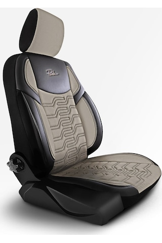 Panda Berlin Serisi Jakar Kumaş Oto Koltuk Kılıfı - Bej - Siyah