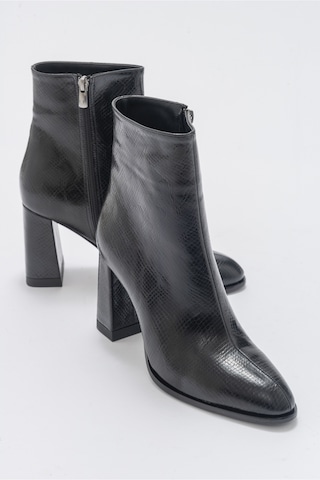 Luvishoes Jewel Siyah Baskı Kadın Topuklu Bot Siyah