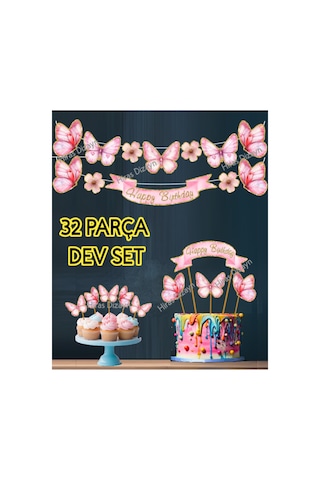 32 Parça Kelebek Temalı Altın Işıltılı Özel Günler İçin Süs Banner Pasta Kürdanı Cupcake Kürdanı Kokteyl Kürdan Söz Nişan Doğum Günü Kokteyl Davet Ve Sunum Pasta Süsü Süsleme Kalın Kağıt