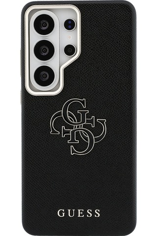 Galaxy Uyumlu S26 Ultra Kılıf Guess Lisanslı Grained Yazı Ve 4g Büyük Metal Logolu Kapak Siyah Siyah