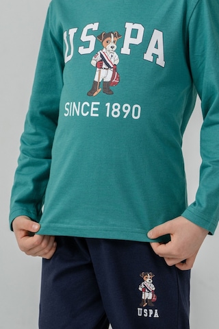 U.S. Polo Assn. Erkek Çocuk Pijama Takımı Baskılı Yeşil Uzun Kol Pijama Takımı Us2639-c-v1 Us2639-c-v1